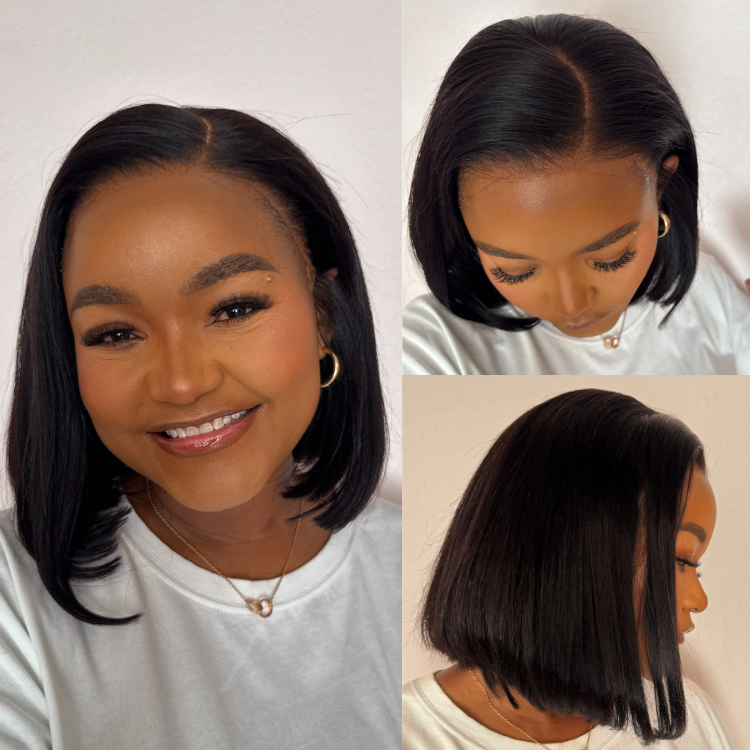 [mmakwaedi]'s Special Link NatureMAX™ Silky Blunt Cut Bob Glueless Ear-to-ear 13x4 HD Lace Front Wig Pre-Cut Lace Flexi-Fit Drawstring Cap