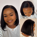 [mmakwaedi]'s Special Link NatureMAX™ Silky Blunt Cut Bob Glueless Ear-to-ear 13x4 HD Lace Front Wig Pre-Cut Lace Flexi-Fit Drawstring Cap