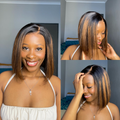 [bongol.bee]'s Special Link PreMax Wigs | Brown Highlight Silky Blunt Cut Bob Glueless Lace Wig With Pre-Bleached Pre-Plucked Pre-Cut Lace