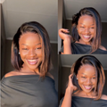 [andii_madi]'s Special LinkPreMax Wigs | Brown Highlight Silky Blunt Cut Bob Glueless Lace Wig With Pre-Bleached Pre-Plucked Pre-Cut Lace