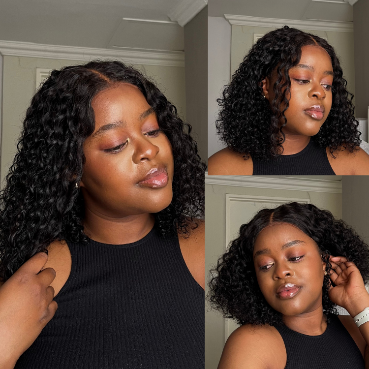 [kheny.y]'s Special Link1 Sec Install Wig | 180% Density ReadytoGo Soft Deep Curl Bob Glueless 4x4 Closure Lace Wig