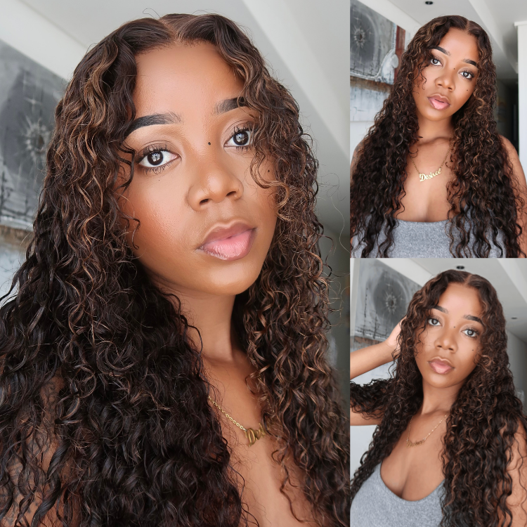[desiree_sp]'s Special Link SouthKiss All-Day Comfort™ Wig PartingMax Brown Highlights Funmi Curly 7x6 Closure HD Lace Glueless Wig Pre Cut Lace