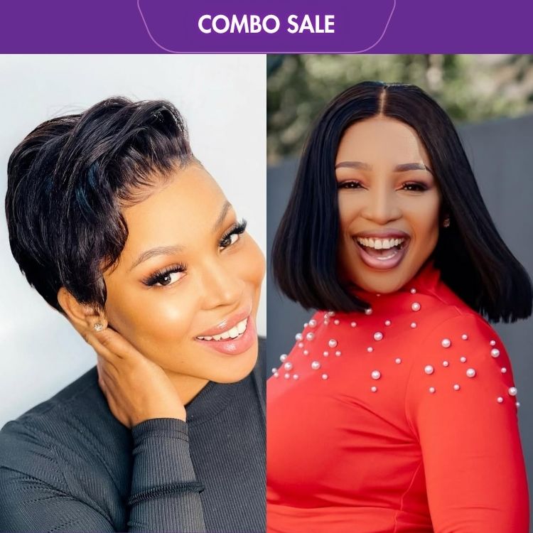 2 For 1 | Super Hot Pixie Cut Glueless HD Lace Wig+Natural Black 200% Density ReadytoGo Super Double Drawn 4x4 Lace Wig