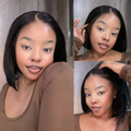 [hazina_teey]'s Special Link NatureMAX™ Silky Blunt Cut Bob Glueless Ear-to-ear 13x4 HD Lace Front Wig Pre-Cut Lace Flexi-Fit Drawstring Cap