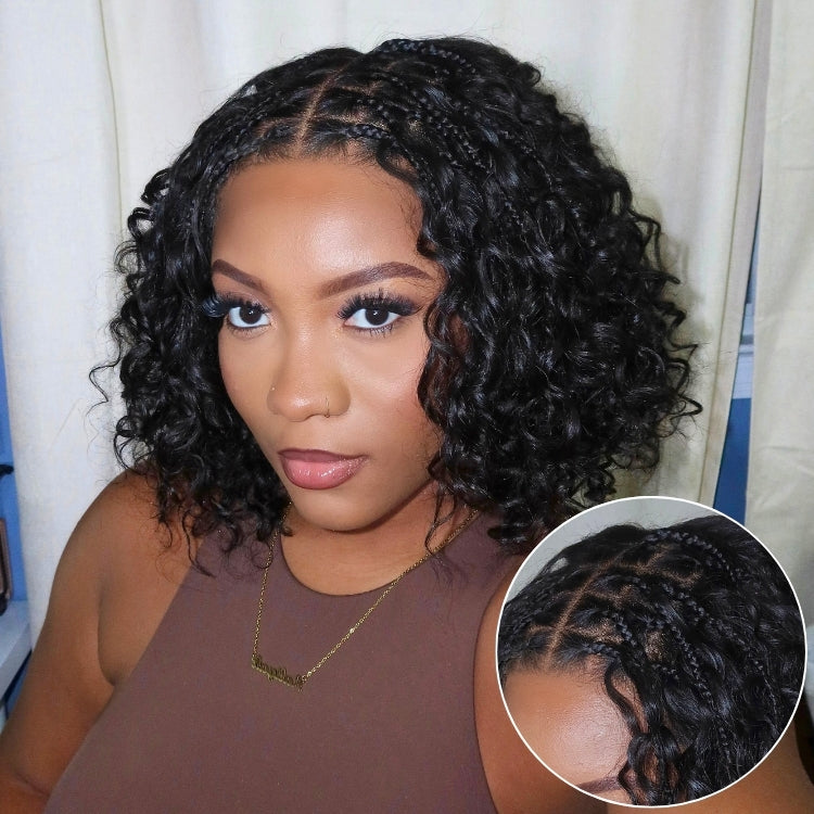 special deal | Readitress™ Boho Braids Deep Curly Glueless 5x5 Closure Lace with Braided Top Human Hair Wig Pre-Cut Lace
