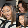 [ssihle.m]'s Special Link PreMax Wigs | Brown Highlight Silky Blunt Cut Bob Glueless Lace Wig With Pre-Bleached Pre-Plucked Pre-Cut Lace