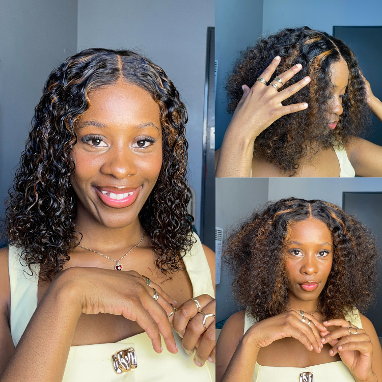 [bongol.bee]'s Special Link PreMax Wigs | Highlight Brown 180% Density Deep Wave 4x4 Closure Lace Wig Middle Part 100% Human Hair