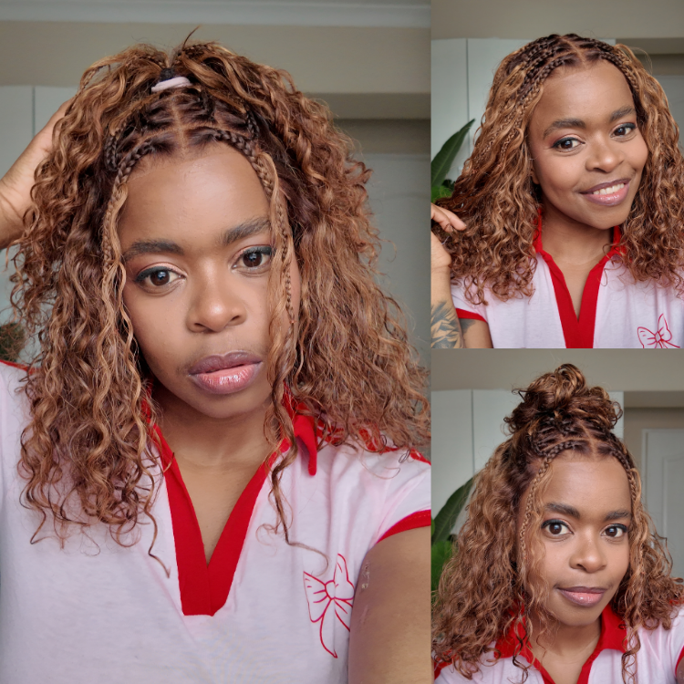 [showup_nompi]'s Special Link Ombre Brown Highlight Boho Braids Deep Curly Glueless 5x5 Closure Pre-Cut Lace Short Curly Wig 100% Human Hair