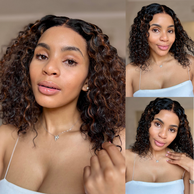 [bassiepeete]'s Special Link PreMax Wigs | Highlight Brown 180% Density Deep Wave 4x4 Closure Lace Wig Middle Part 100% Human Hair