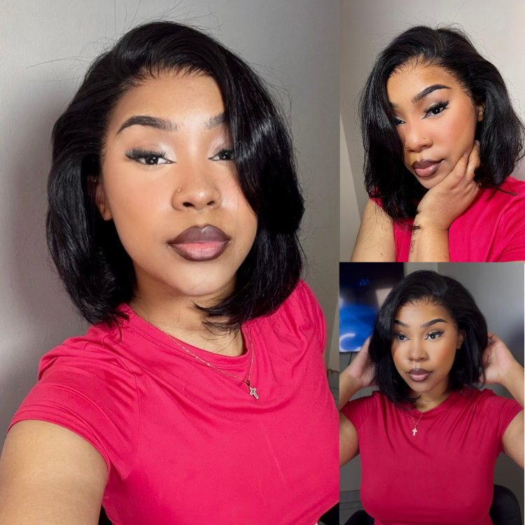 [vanessaablant]'s Special Link NatureMAX™ Silky Blunt Cut Bob Glueless Ear-to-ear 13x4 HD Lace Front Wig Pre-Cut Lace Flexi-Fit Drawstring Cap