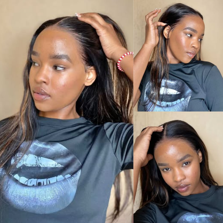[aya.ndaa]'s Special Link PreMax Wigs | Ultra Natural Hairline Brown Highlight & Natural Black Silky Straight Glueless 13x4 Frontal Lace Long Wig Pre-Cut Lace