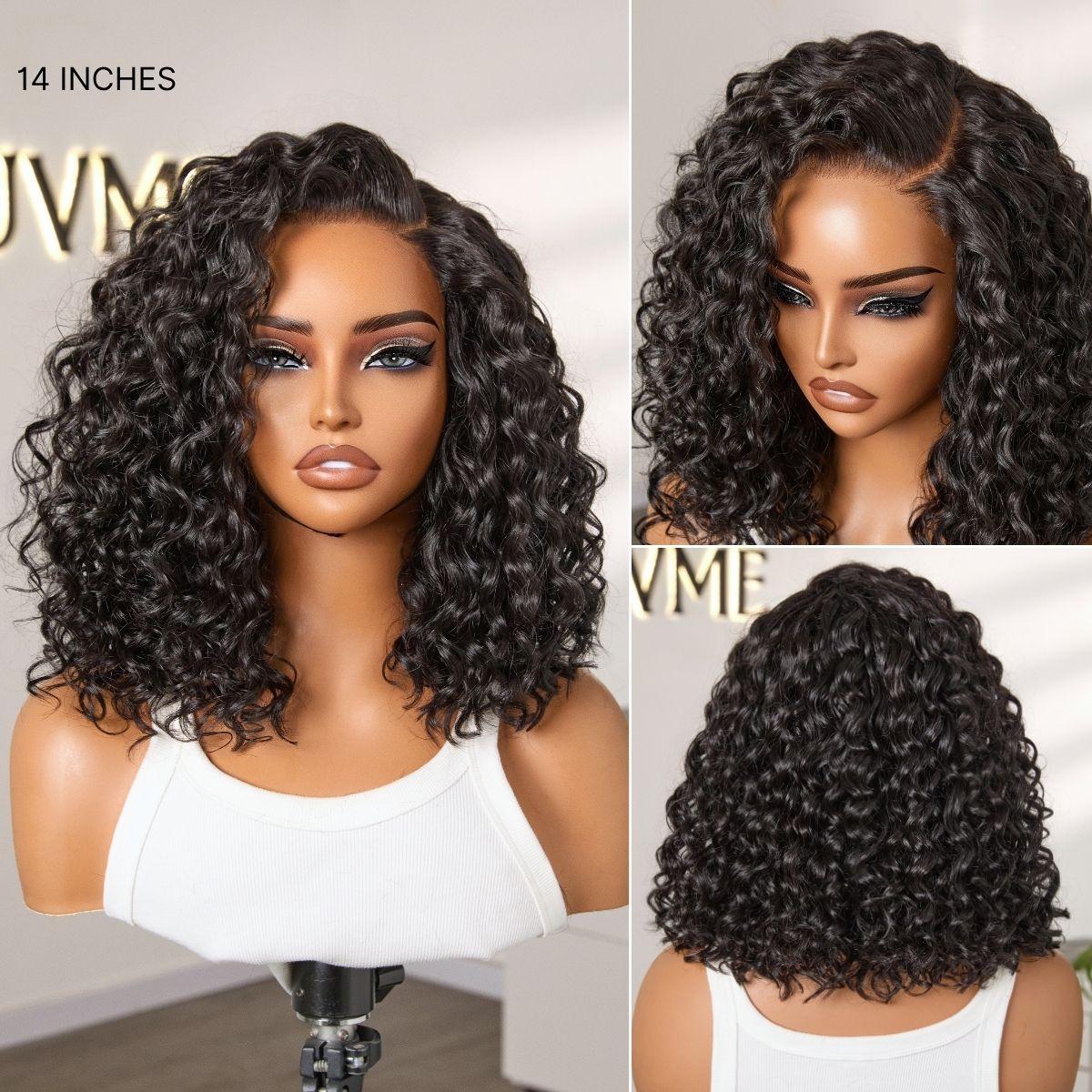 Ready to Go Blonde Highlight / Natural Black Water Wave Short Curly Bob Wig Glueless Minimalist HD Lace Wig Pre-Cut Lace