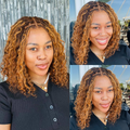 [tshwanelo_zee]'s Special Link Ombre Brown Highlight Boho Braids Deep Curly Glueless 5x5 Closure Pre-Cut Lace Short Curly Wig 100% Human Hair
