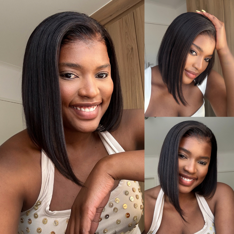 [lebomaetlane]'s Special Link NatureMAX™ Silky Blunt Cut Bob Glueless Ear-to-ear 13x4 HD Lace Front Wig Pre-Cut Lace Flexi-Fit Drawstring Cap