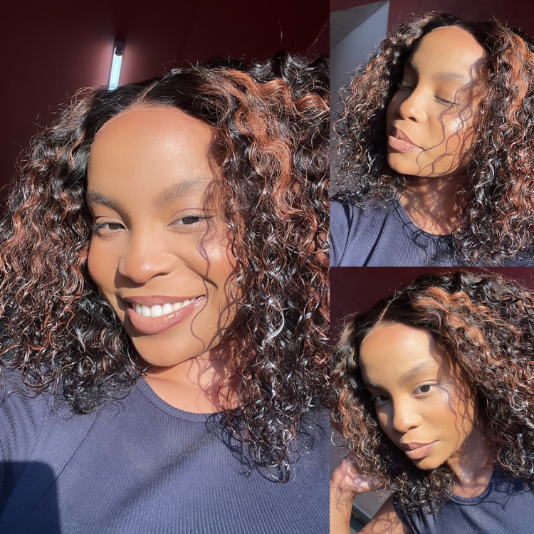 [tshedilerefolo]'s Special Link PreMax Wigs | Highlight Brown 180% Density Deep Wave 4x4 Closure Lace Wig Middle Part 100% Human Hair