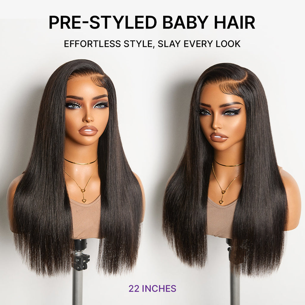 special I MyOwn-Fit™ PartingMax Glueless Personalized Comfort Wig 180% Density Regular Cap/ 250% Density Drawstring Cap Bone Straight with Baby Hair 7x6 Closure HD Lace Wig Pre Cut & Plucked & Bleached Ready to Go