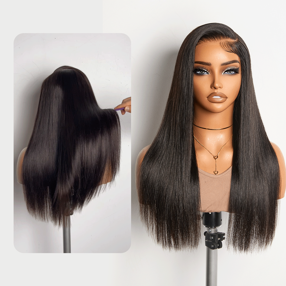 special I MyOwn-Fit™ PartingMax Glueless Personalized Comfort Wig 180% Density Regular Cap/ 250% Density Drawstring Cap Bone Straight with Baby Hair 7x6 Closure HD Lace Wig Pre Cut & Plucked & Bleached Ready to Go