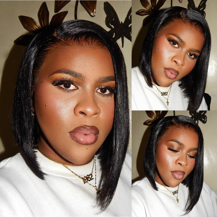 [teesikiti]'s Special Link NatureMAX™ Silky Blunt Cut Bob Glueless Ear-to-ear 13x4 HD Lace Front Wig Pre-Cut Lace Flexi-Fit Drawstring Cap