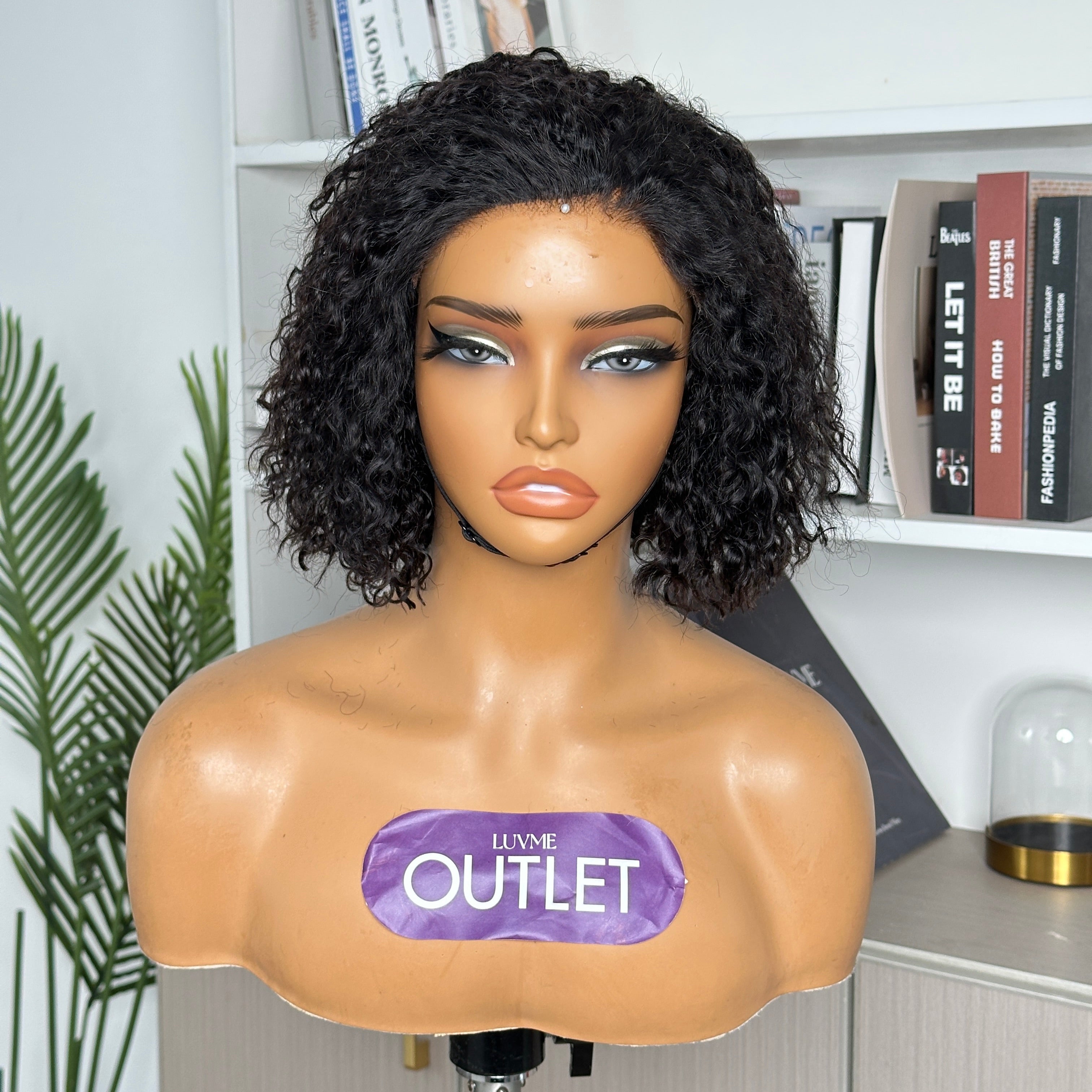 Outlet | Curly Short Cut Minimalist Lace Glueless Wig 100% Human Hair Pre-cut Lace