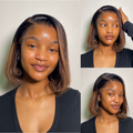 [lifewithbuhlee]'s Special Link PreMax Wigs | Brown Highlight Silky Blunt Cut Bob Glueless Lace Wig With Pre-Bleached Pre-Plucked Pre-Cut Lace