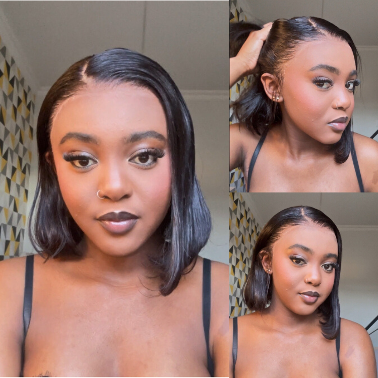 [bsimidube]'s Special Link NatureMAX™ Silky Blunt Cut Bob Glueless Ear-to-ear 13x4 HD Lace Front Wig Pre-Cut Lace Flexi-Fit Drawstring Cap