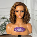 Outlet | Mix Color Brown Curly Bob Wig 13x4 Lace Front Short Wig Pre-cut Lace