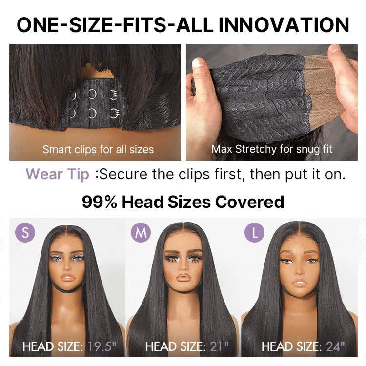 special I MyOwn-Fit™ PartingMax Glueless Personalized Comfort Wig 180% Density Regular Cap/ 250% Density Drawstring Cap Bone Straight with Baby Hair 7x6 Closure HD Lace Wig Pre Cut & Plucked & Bleached Ready to Go