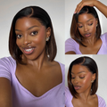 [gugulethumbata]'s Special Link PreMax Wigs | Brown Highlight Silky Blunt Cut Bob Glueless Lace Wig With Pre-Bleached Pre-Plucked Pre-Cut Lace