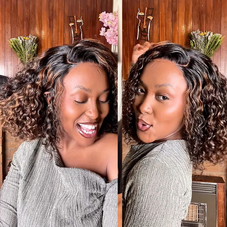 [caiah.m]'s Special Link PreMax Wigs | Highlight Brown 180% Density Deep Wave 4x4 Closure Lace Wig Middle Part 100% Human Hair