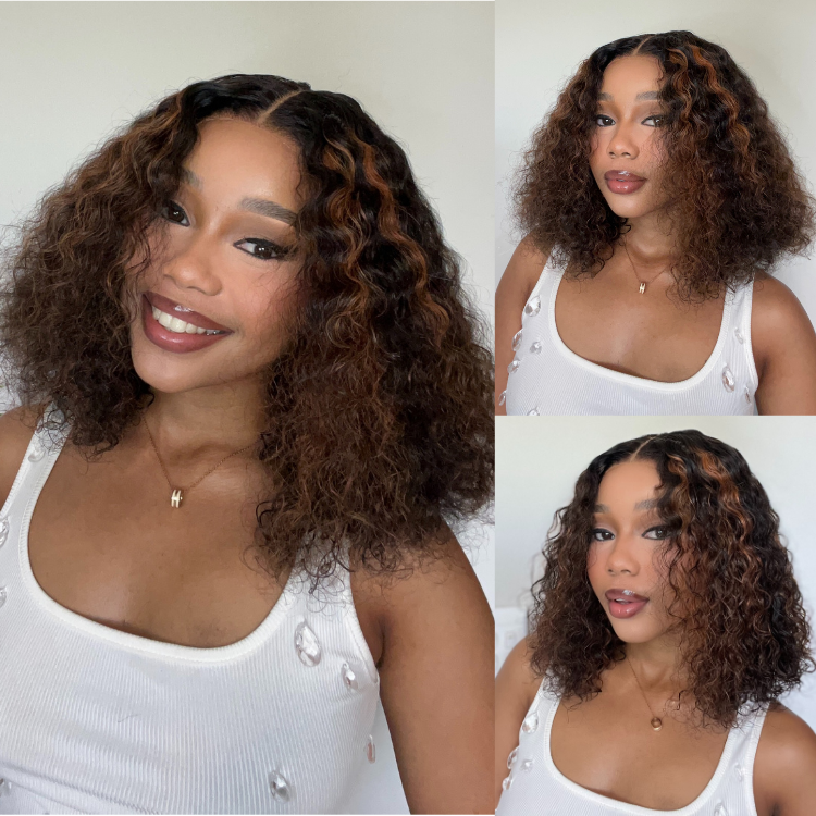 [ammy_mdletshe]'s Special Link PreMax Wigs | Highlight Brown 180% Density Deep Wave 4x4 Closure Lace Wig Middle Part 100% Human Hair