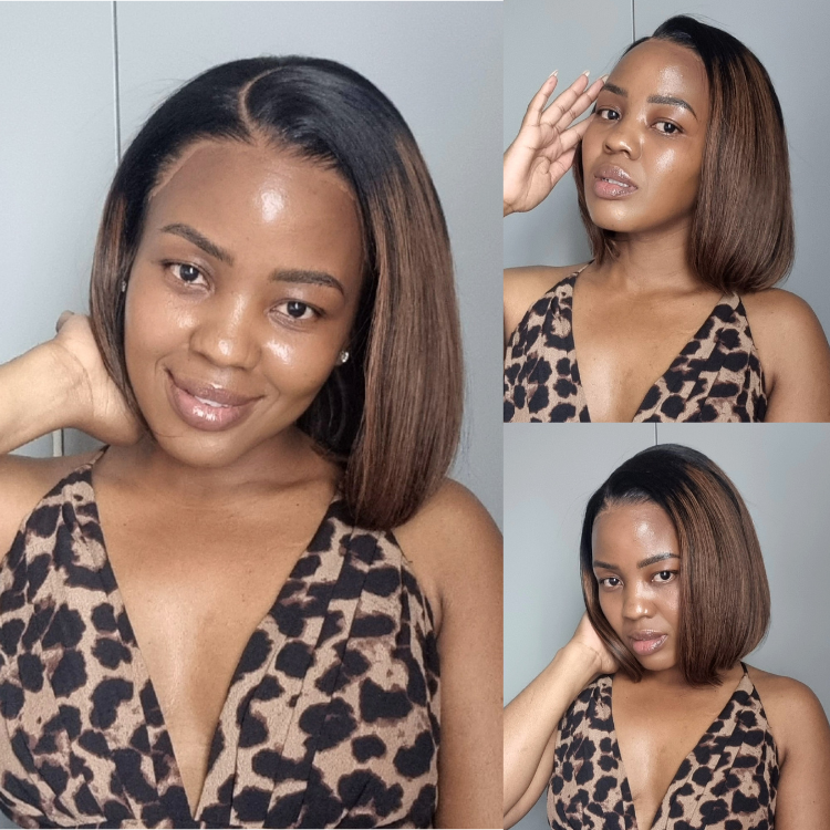 [youngmom_raising_girls]'s Special Link PreMax Wigs | Brown Highlight Silky Blunt Cut Bob Glueless Lace Wig With Pre-Bleached Pre-Plucked Pre-Cut Lace