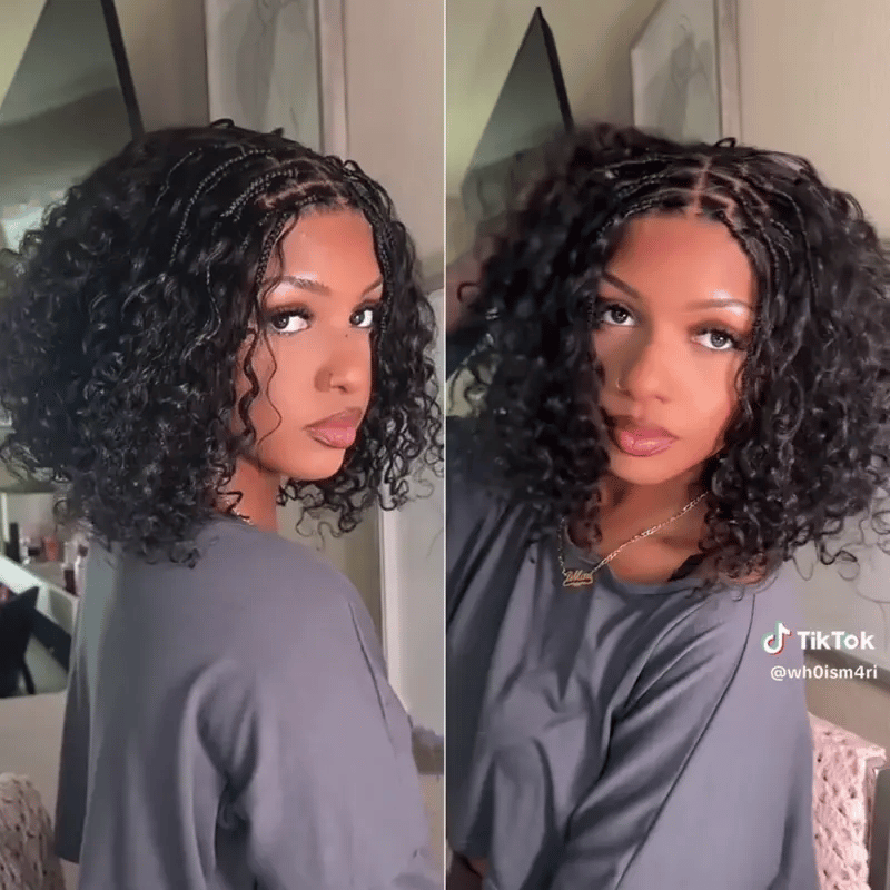 Outlet | Readitress™ Boho Braids Deep Curly Glueless 5x5 Closure Lace with Braided Top Human Hair Wig Pre-Cut Lace