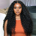 OUTLET | Natural Black Water Wave 13x4 HD Lace Front Free Part Glueless Wig 100% Human Hair
