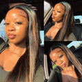 [tsa.gunna_]'s Special Link PreMax Wigs | Ultra Natural Hairline Brown Highlight & Natural Black Silky Straight Glueless 13x4 Frontal Lace Long Wig Pre-Cut Lace