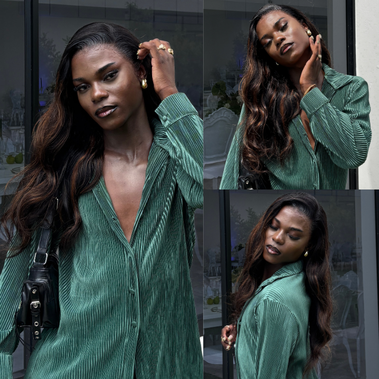 [advise.langa]'s Special Link PreMax Wigs | Ultra Natural Hairline Brown Highlight & Natural Black Silky Straight Glueless 13x4 Frontal Lace Long Wig Pre-Cut Lace