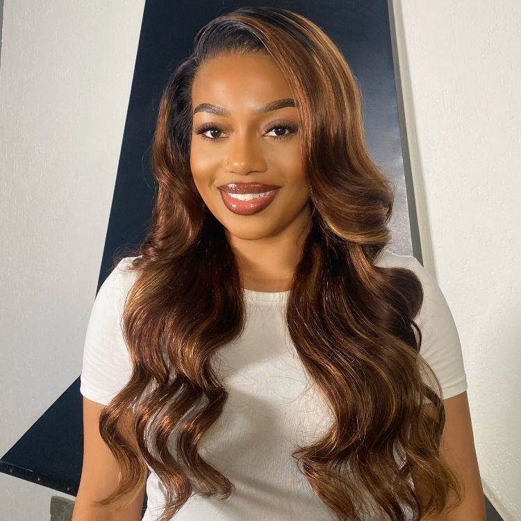 OUTLET I Nature Max Blonde Highlight Loose Body Wave Ear-to-ear Glueless 13x6 Frontal HD Lace Wig Pre-Cut Lace