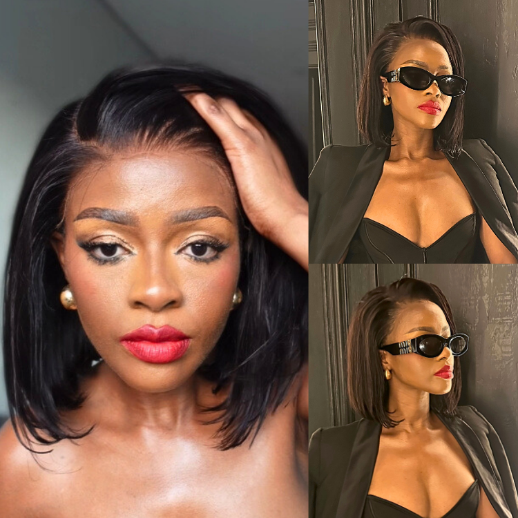 [sihlelesipho]'s Special Link NatureMAX™ Silky Blunt Cut Bob Glueless Ear-to-ear 13x4 HD Lace Front Wig Pre-Cut Lace Flexi-Fit Drawstring Cap