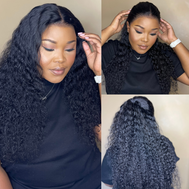 [_smunch]'s Special Link PreMax 180% / 220% Density Water Wave Glueless Flexi-Fit Drawstring 13x4 Frontal Lace Fluffy Curly Wig Pre-Cut Lace