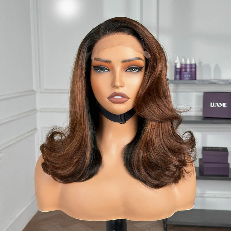 Worth | Brown with Black Peekaboo Loose Body Wave Glueless 13x4 Frontal Lace Wig