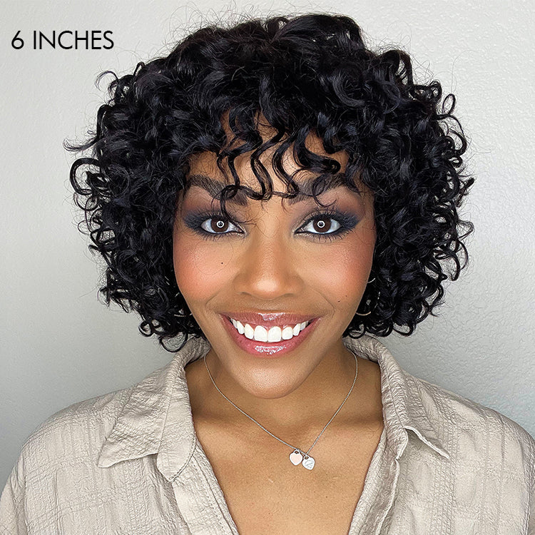Worth | Throw On & Go Water Wave Glueless Short Wig 6 inches with Bangs