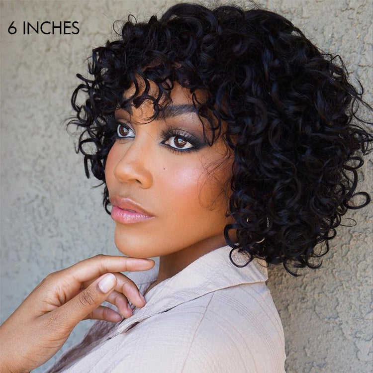 Worth | Throw On & Go Water Wave Glueless Short Wig 6 inches with Bangs