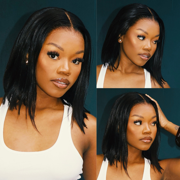[andiiswa_m]'s Special Link NatureMAX™ Silky Blunt Cut Bob Glueless Ear-to-ear 13x4 HD Lace Front Wig Pre-Cut Lace Flexi-Fit Drawstring Cap