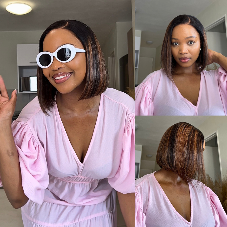 [futhii]'s Special Link PreMax Wigs | Brown Highlight Silky Blunt Cut Bob Glueless Lace Wig With Pre-Bleached Pre-Plucked Pre-Cut Lace
