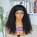 Outlet | Natural Black Jerry Curl Glueless Headband Wig 100% Human Hair
