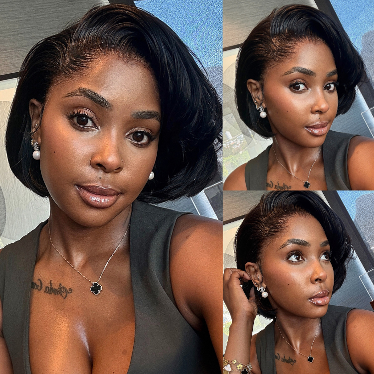 [_tshwanelo.l_]'s Special Link NatureMAX™ Silky Blunt Cut Bob Glueless Ear-to-ear 13x4 HD Lace Front Wig Pre-Cut Lace Flexi-Fit Drawstring Cap
