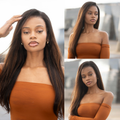 [sashsushi]'s Special Link PreMax Wigs | Ultra Natural Hairline Brown Highlight & Natural Black Silky Straight Glueless 13x4 Frontal Lace Long Wig Pre-Cut Lace