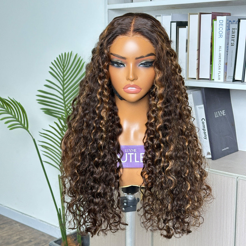 Outlet | Brown Highlights Funmi Curly Wig Pre-cut Lace