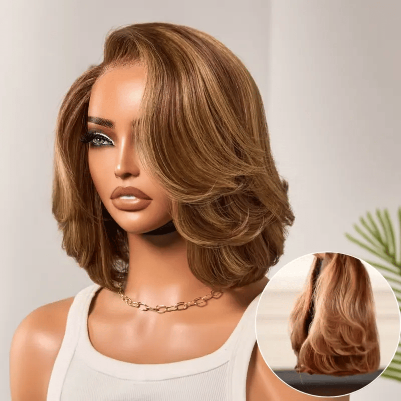 Worth | Toffee Brown Mix Blonde Layered Cut Glueless Bob Wig
