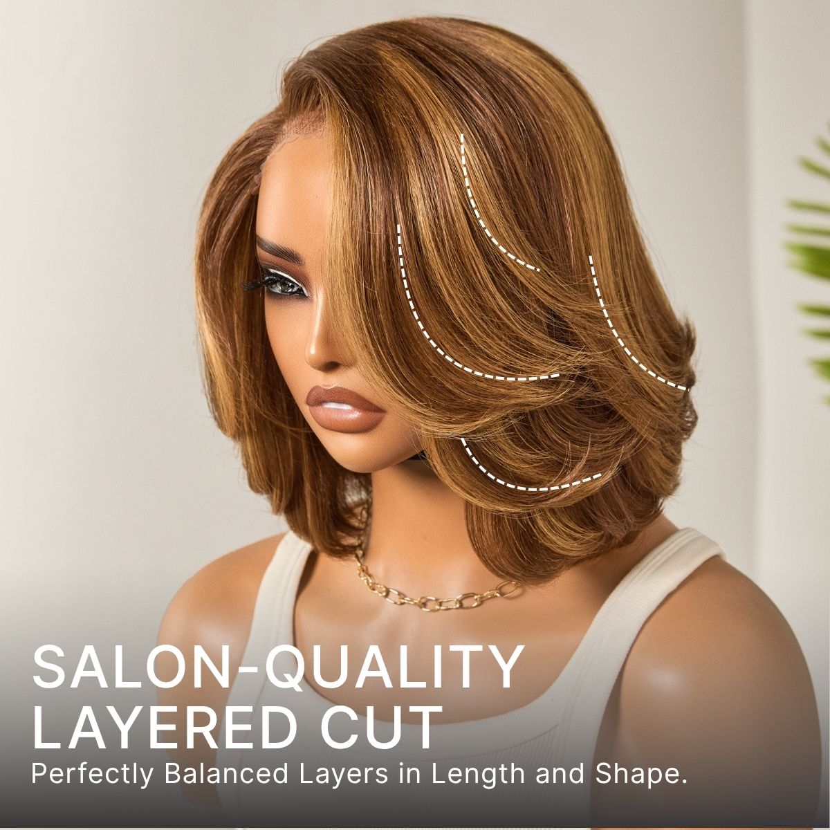 Worth | Toffee Brown Mix Blonde Layered Cut Glueless Bob Wig
