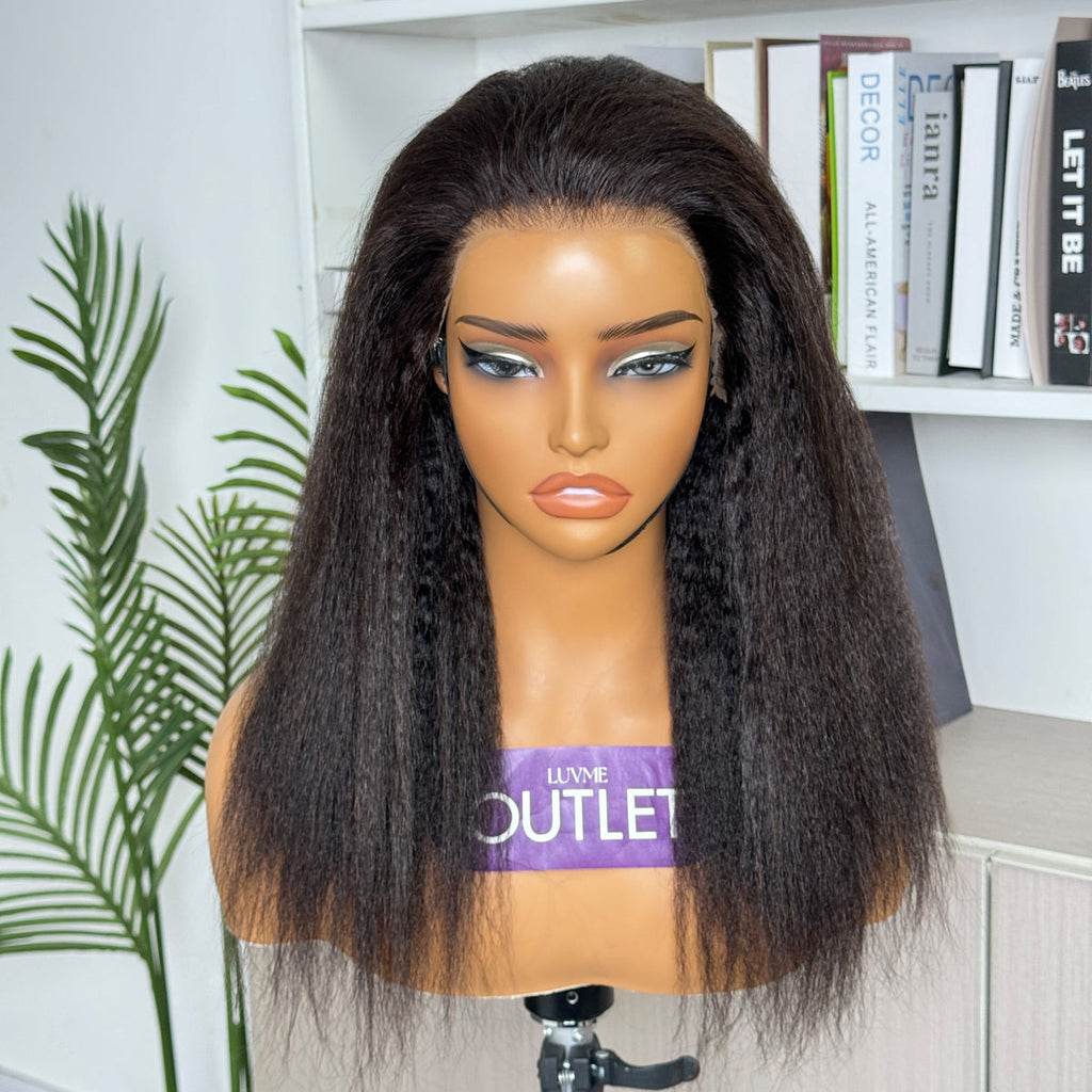 Worth  | Natural Black Kinky Straight 13x4 Frontal Lace Wig 100% Human Hair Pre-cut Lace